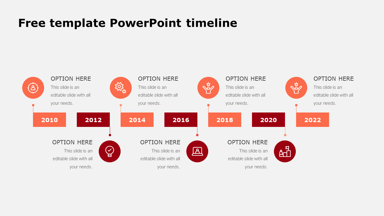 Free template PowerPoint timeline-7-red